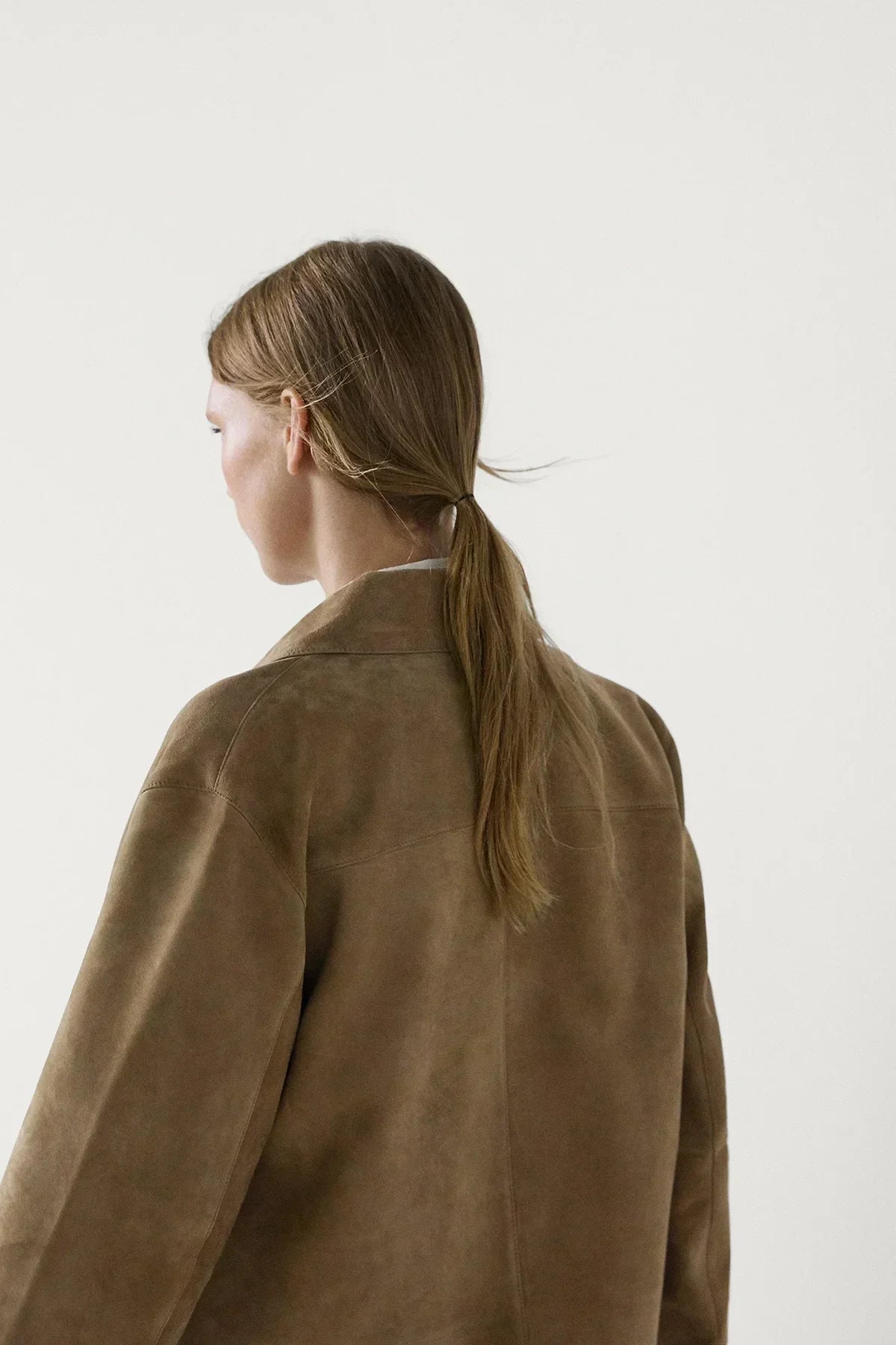 Cracked Suede Leather Jacket with Pocket