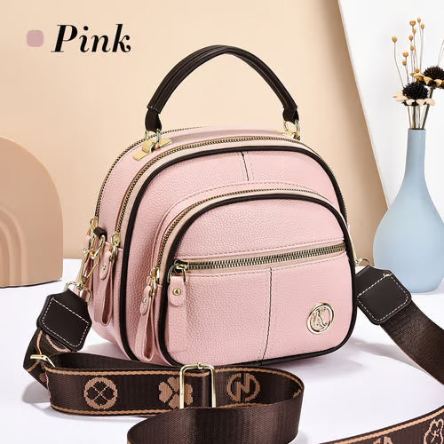 Classic Multifunctional Compartments Adjustable Wide Shoulder Strap Leather Crossbody Bag