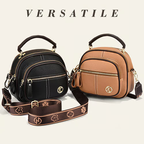 Classic Multifunctional Compartments Adjustable Wide Shoulder Strap Leather Crossbody Bag