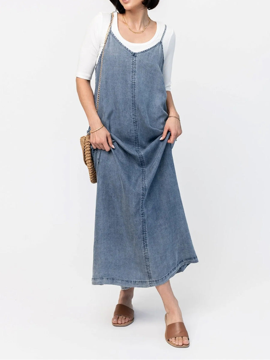 NEWPORT RESERVE I Vintage-Inspired Loose Fit Denim Maxi Dress