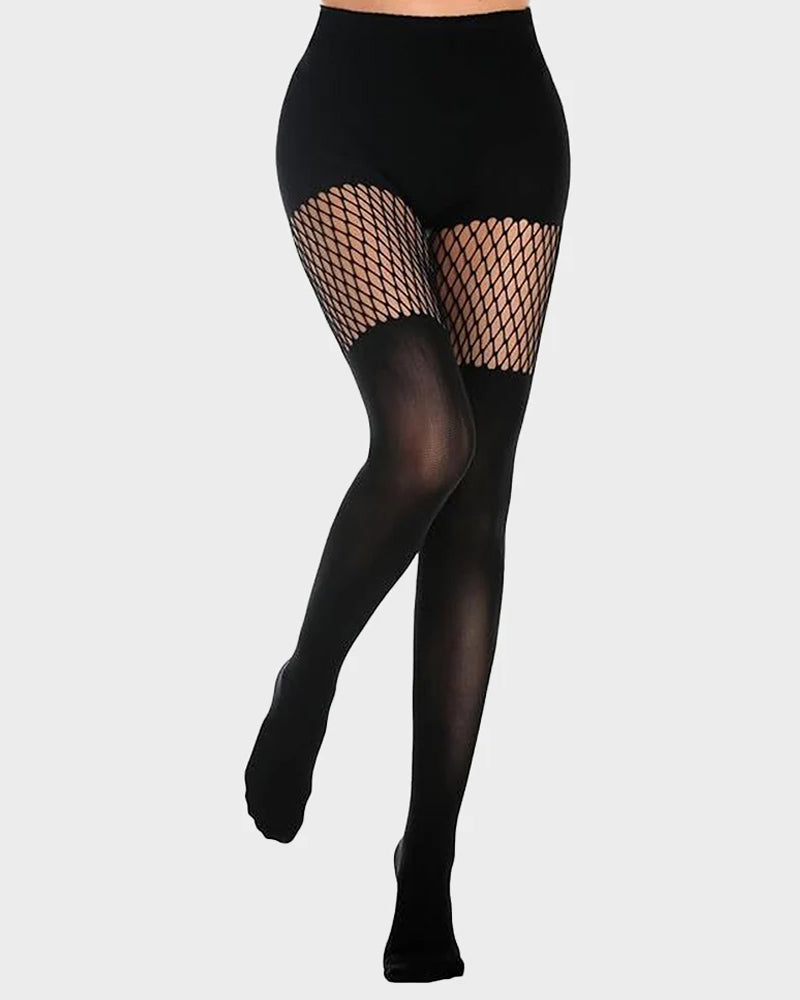 Mock Thigh High Stockings For Women Sexy Fishnet Tights Suspender Pantyhose