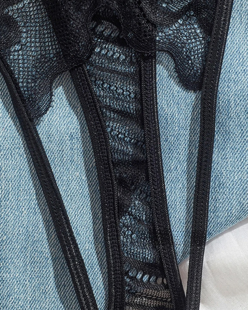 Women's Sexy Lace Mesh Hollow Underwear Set