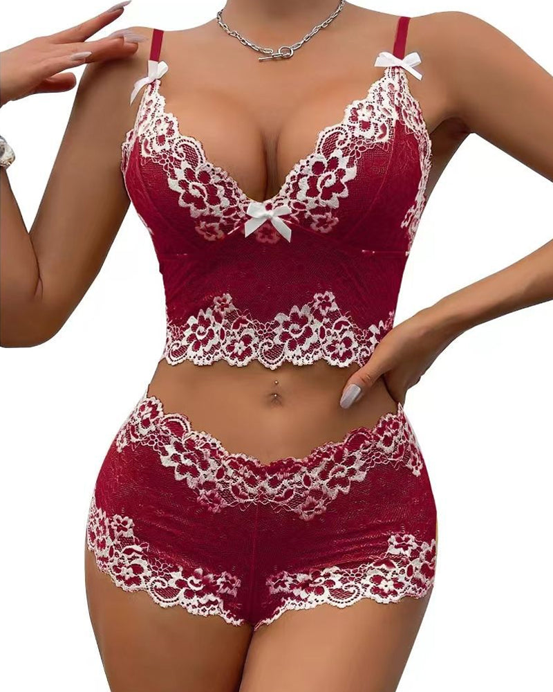 Sexy Lace Colorblock Underwear Set