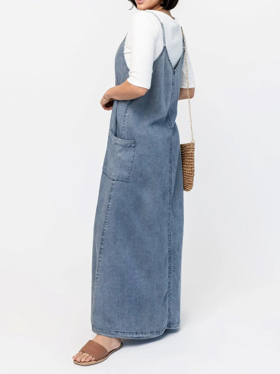 NEWPORT RESERVE I Vintage-Inspired Loose Fit Denim Maxi Dress