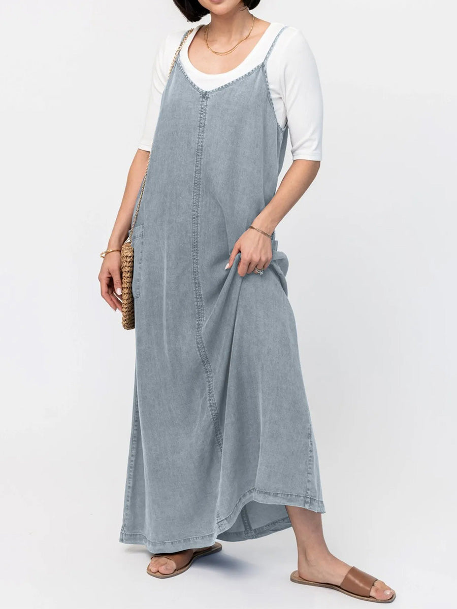 NEWPORT RESERVE I Vintage-Inspired Loose Fit Denim Maxi Dress