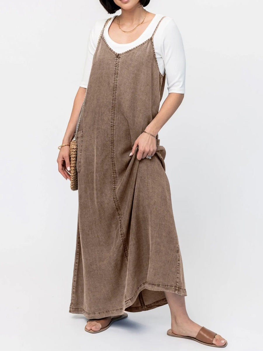 NEWPORT RESERVE I Vintage-Inspired Loose Fit Denim Maxi Dress