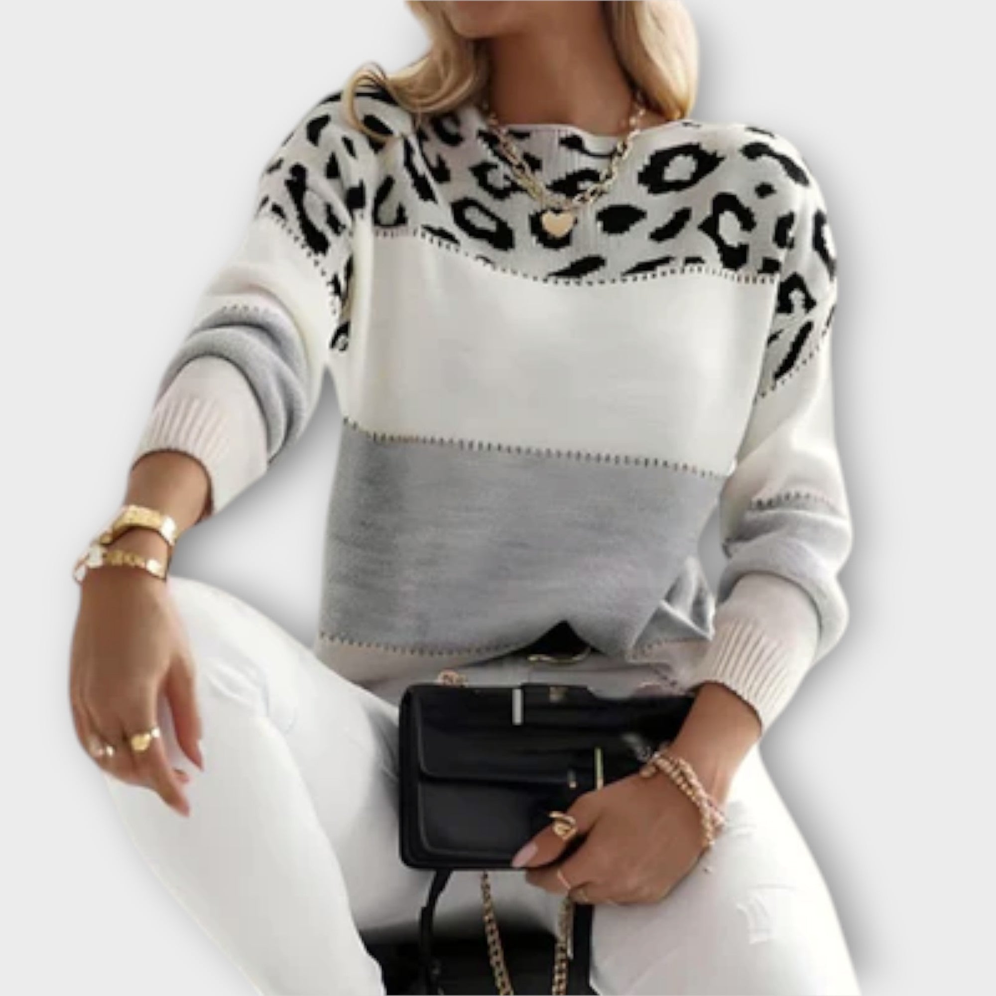 Cheyenne – Loose sweater with leopard print