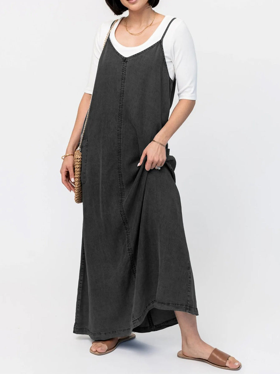 NEWPORT RESERVE I Vintage-Inspired Loose Fit Denim Maxi Dress