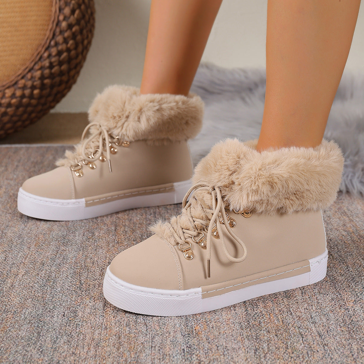 Everest Elite Winter Boots – Faux Fur Lined Platform Lace-Up Snow Boots