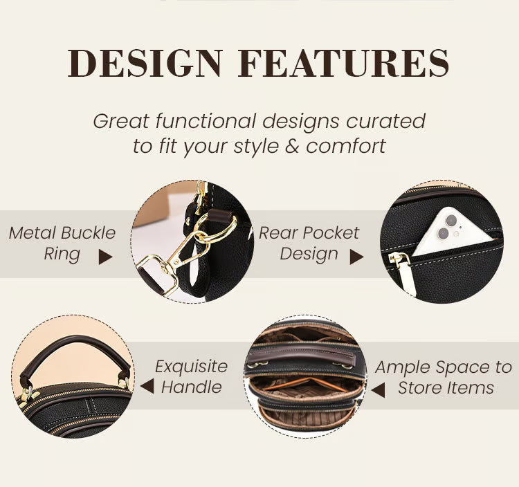 Classic Multifunctional Compartments Adjustable Wide Shoulder Strap Leather Crossbody Bag