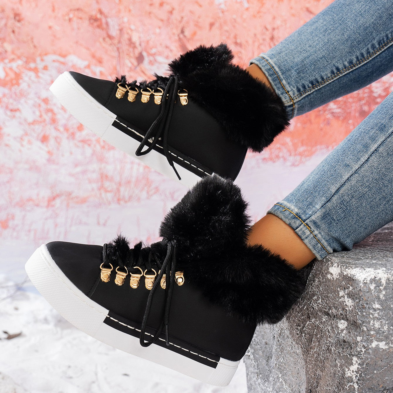 Everest Elite Winter Boots – Faux Fur Lined Platform Lace-Up Snow Boots
