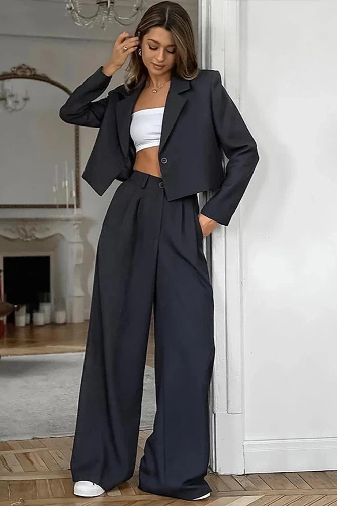 Autumn Winter Solid Office Pants Set