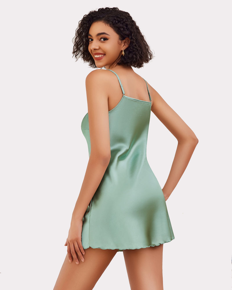 Satin Slip Nightgown Mini Dress