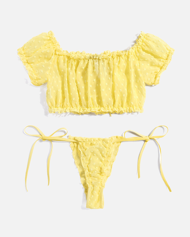 Floral Mesh Ruffle Lingerie Set