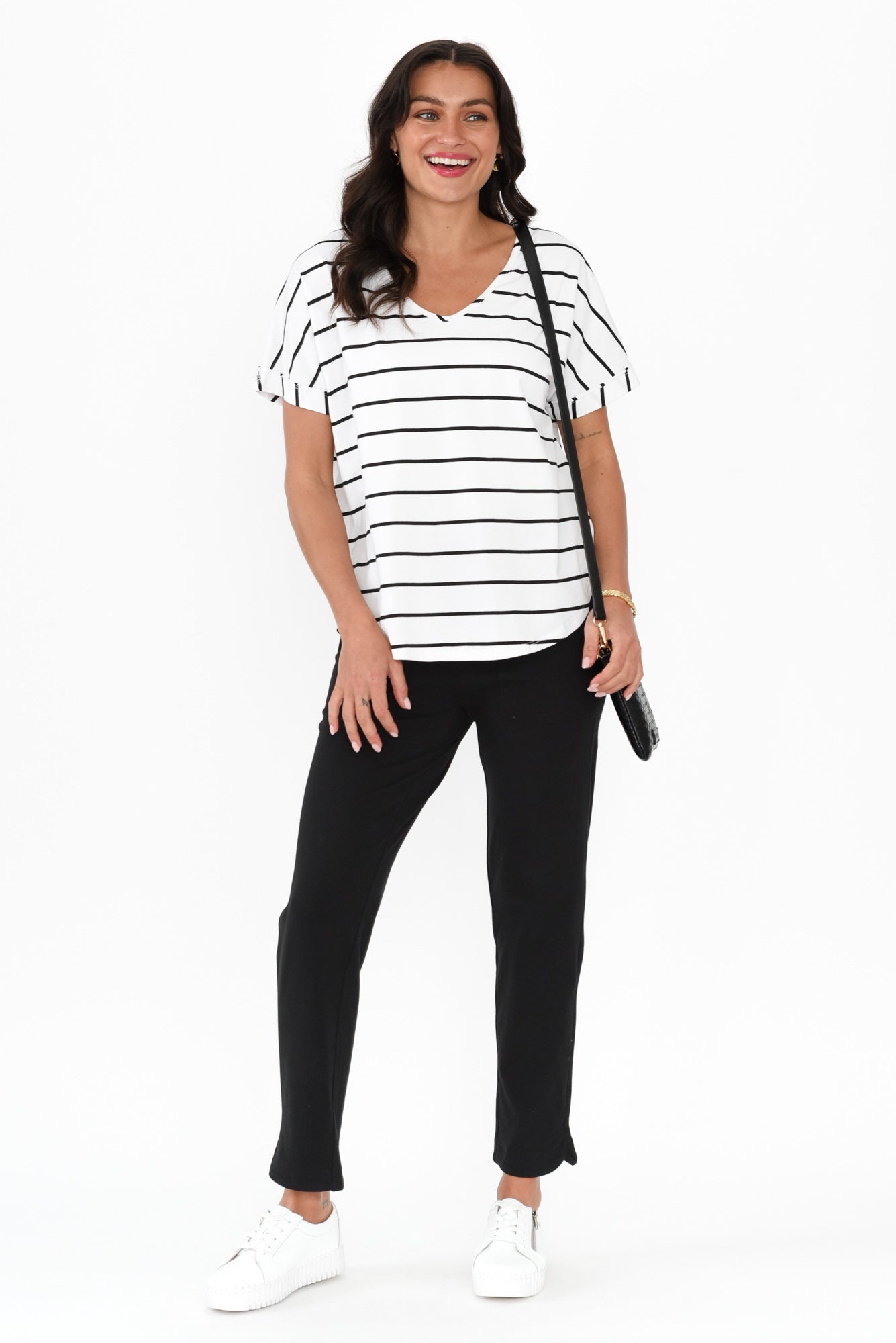 Angie Black Cotton Drawstring Pants