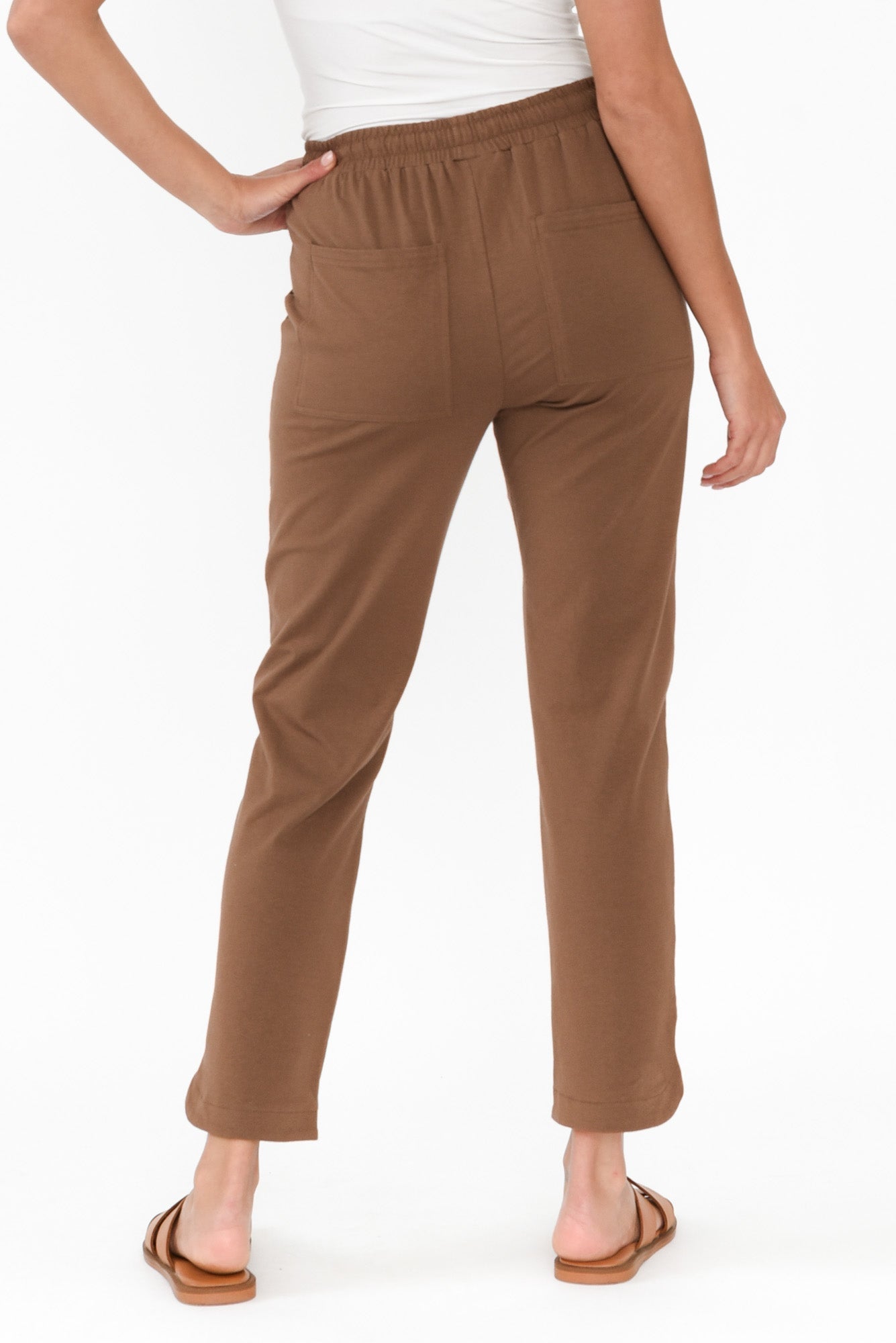 Angie Chocolate Cotton Drawstring Pants