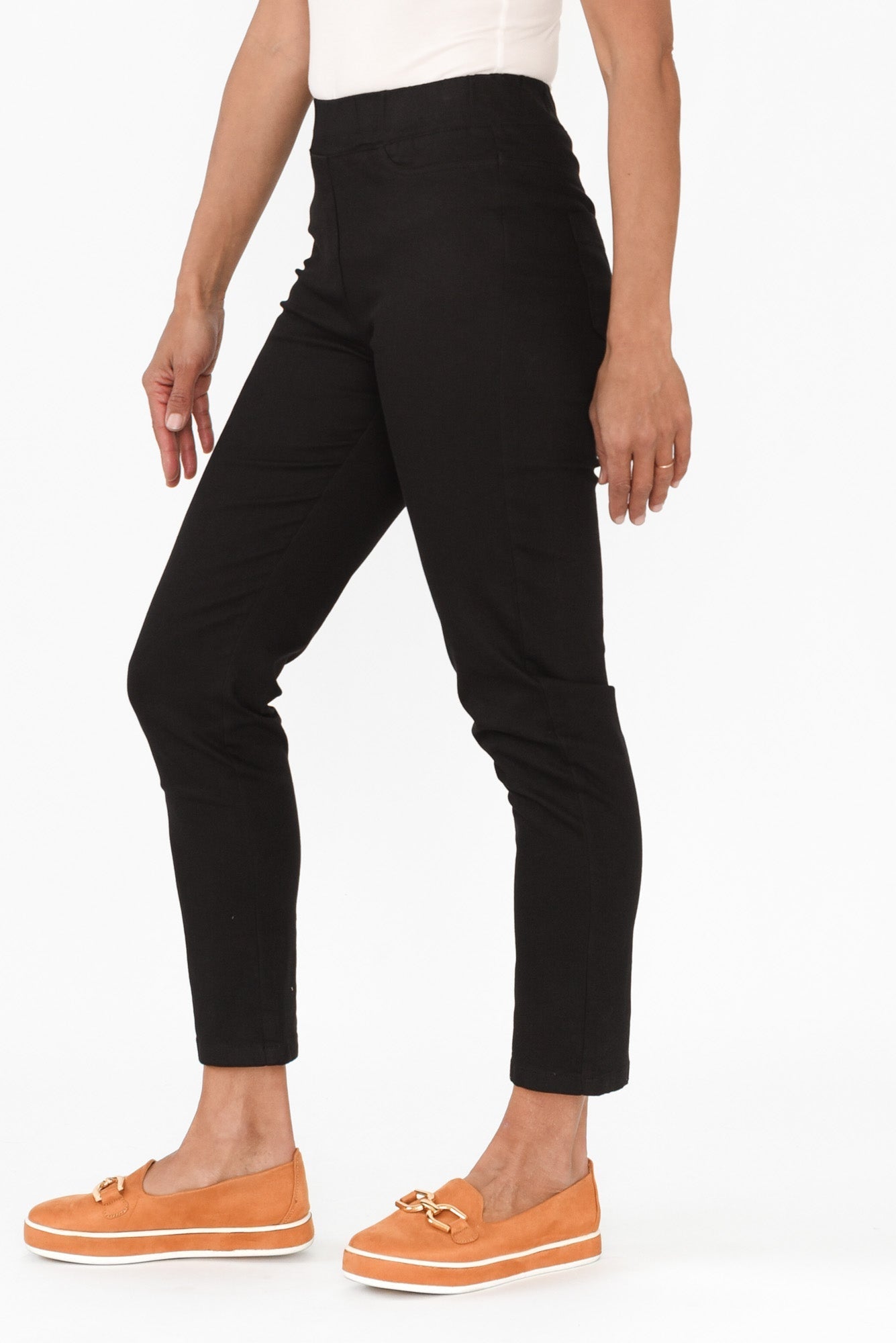 Callie Black Cotton Stretch Pants