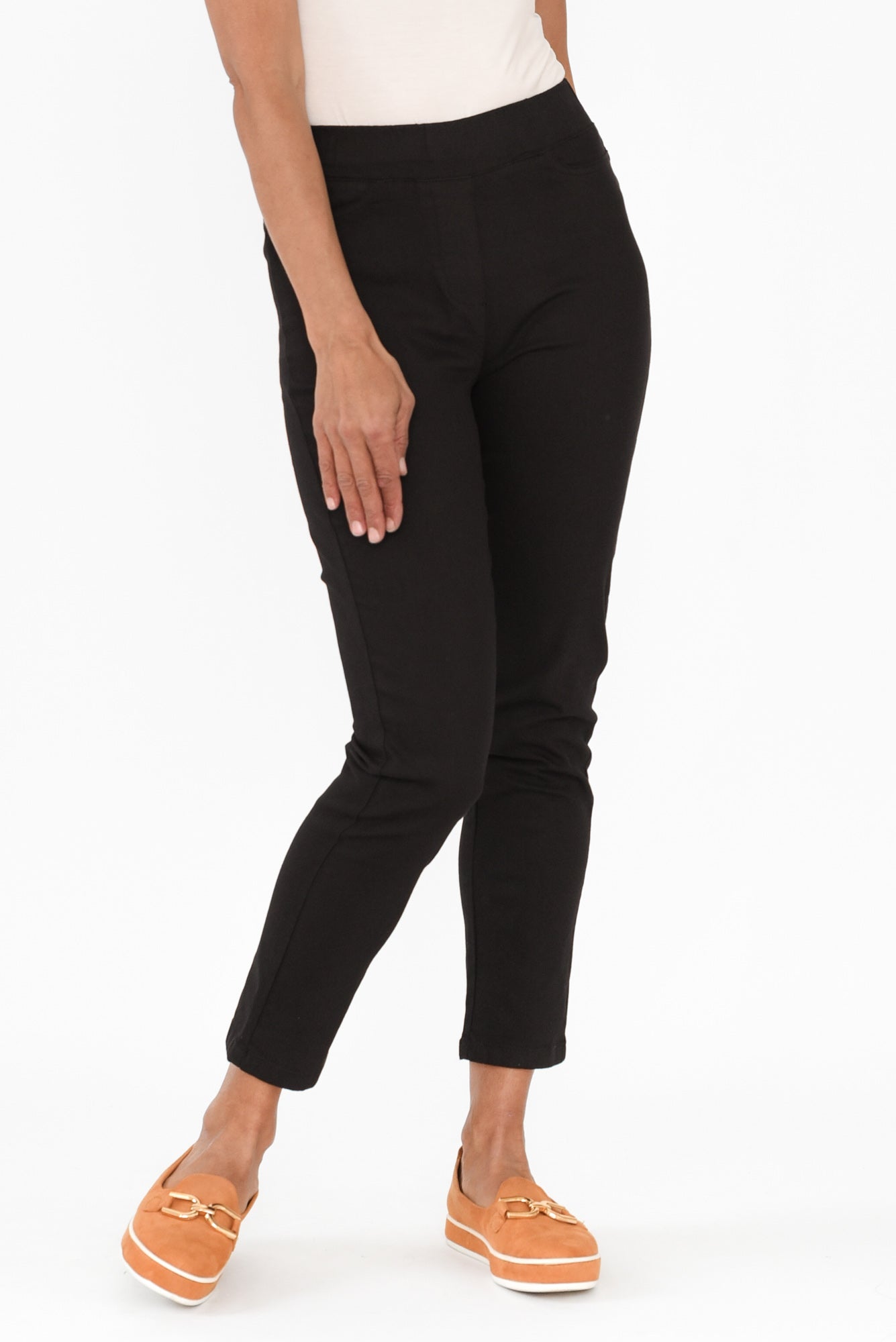 Callie Black Cotton Stretch Pants