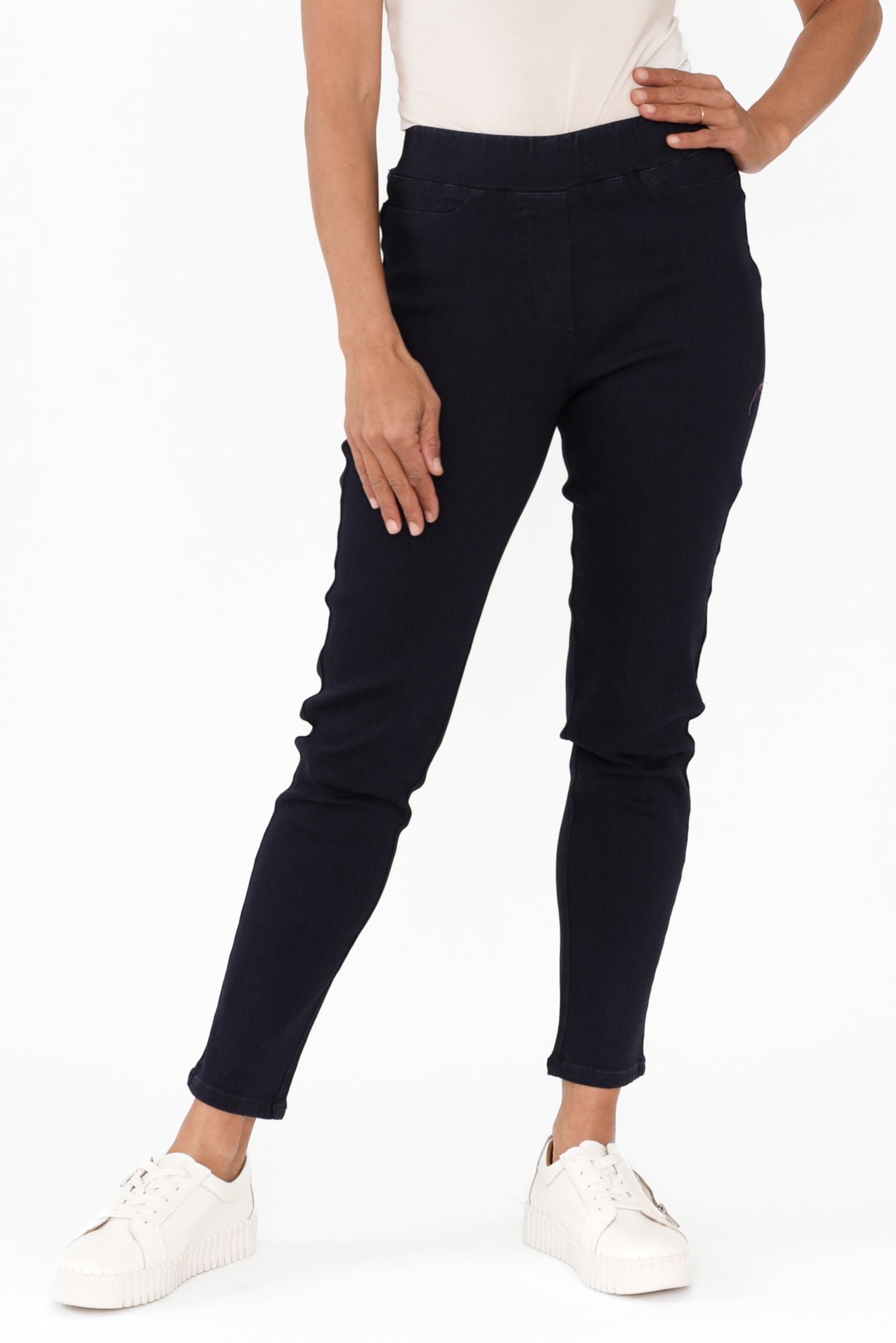Callie Navy Cotton Stretch Pants
