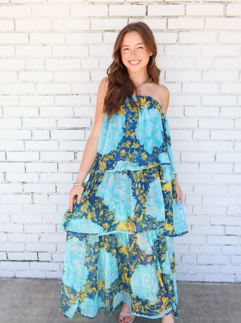 Riviera Muse™ Off-Shoulder Layered Maxi Dress