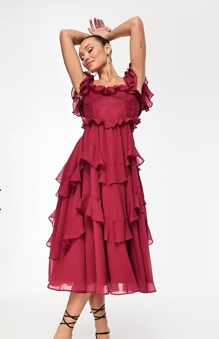 Quinlan - Elegant High-Waist Dress with Lace Trim