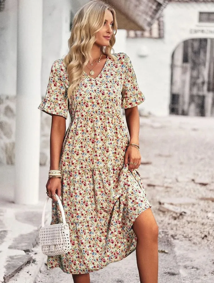 Amara | Floral Summer Midi Dress