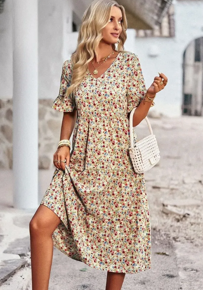 Amara | Floral Summer Midi Dress