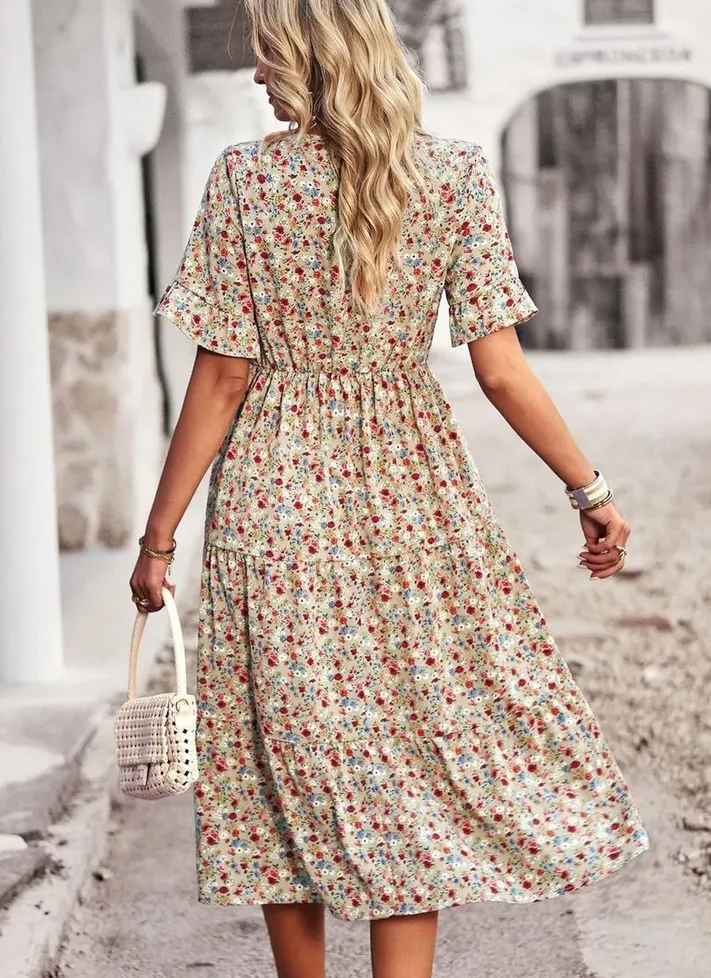 Amara | Floral Summer Midi Dress