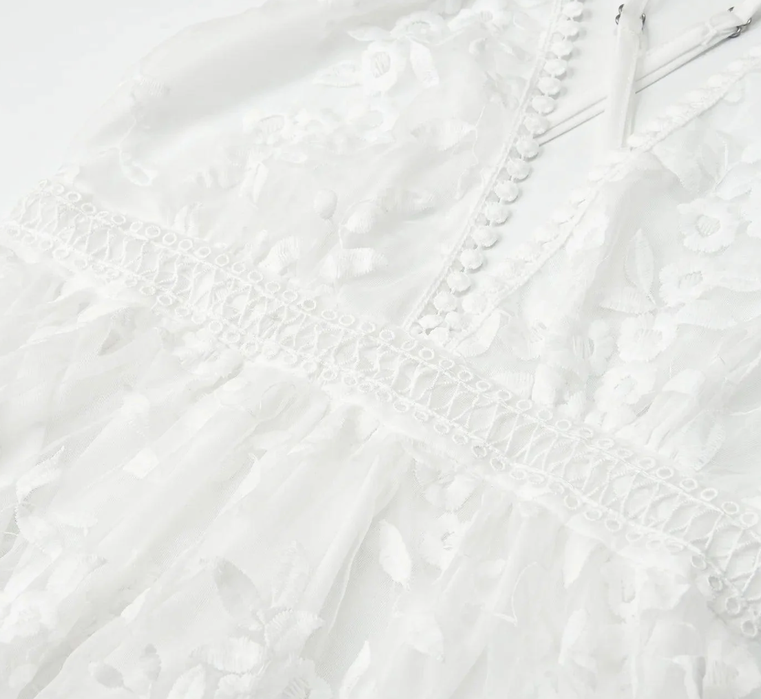 V Neck Backless Lace Long Dress