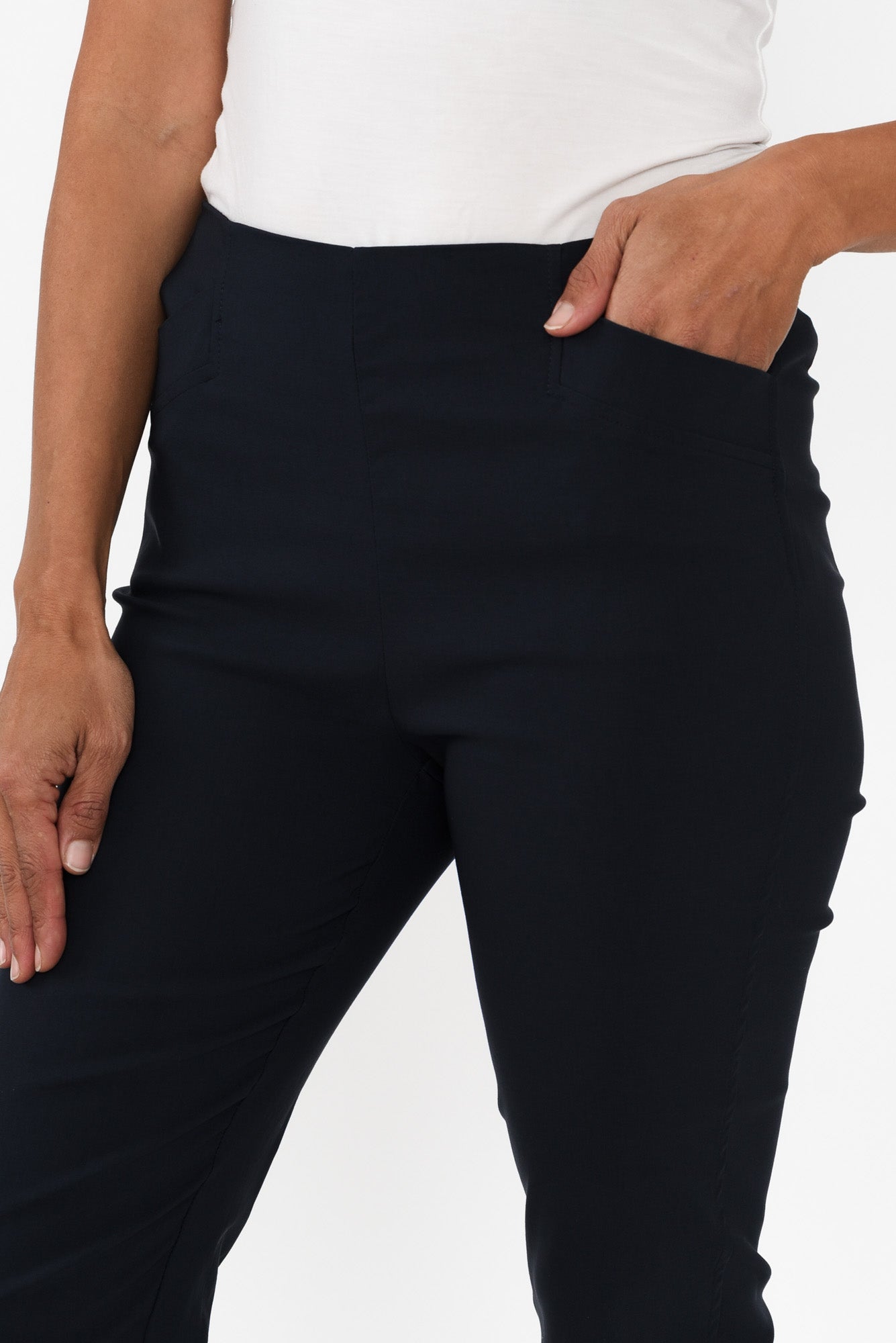Cody Navy Stretch Capri Pants