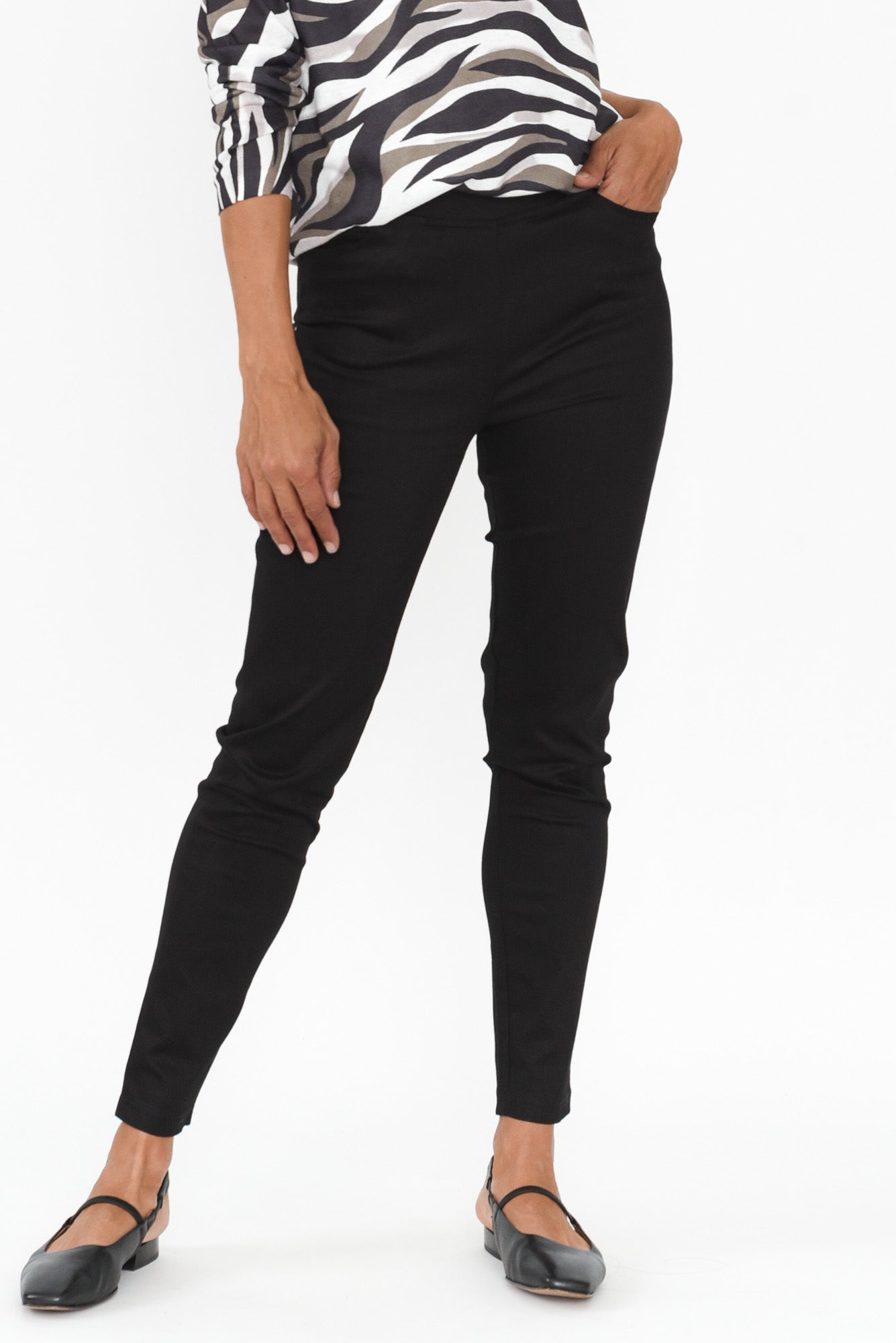 Laia Black Cotton Stretch Pants