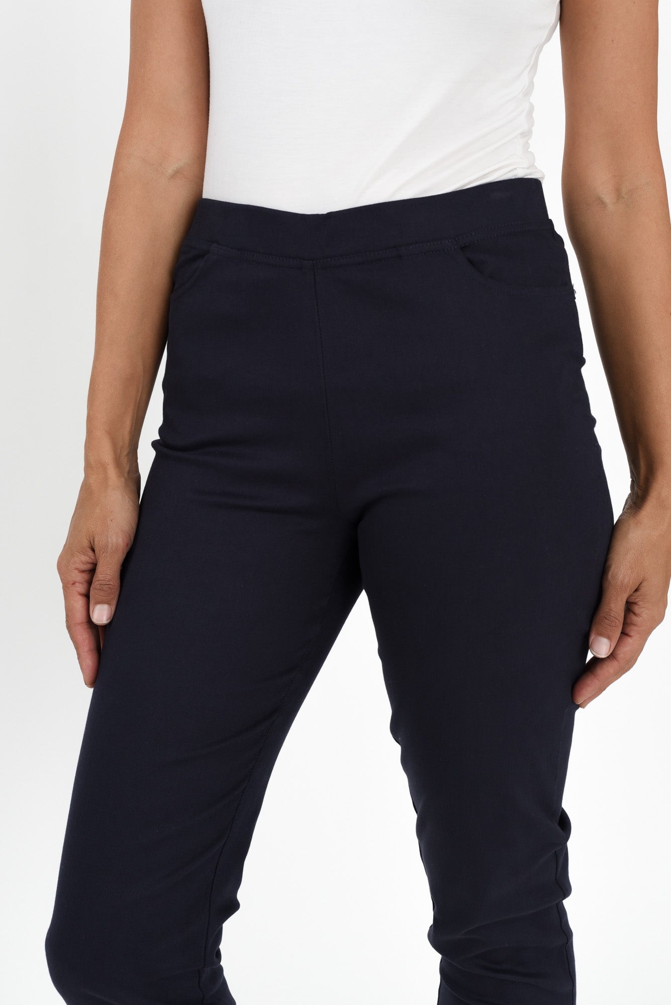 Laia Navy Cotton Stretch Pants