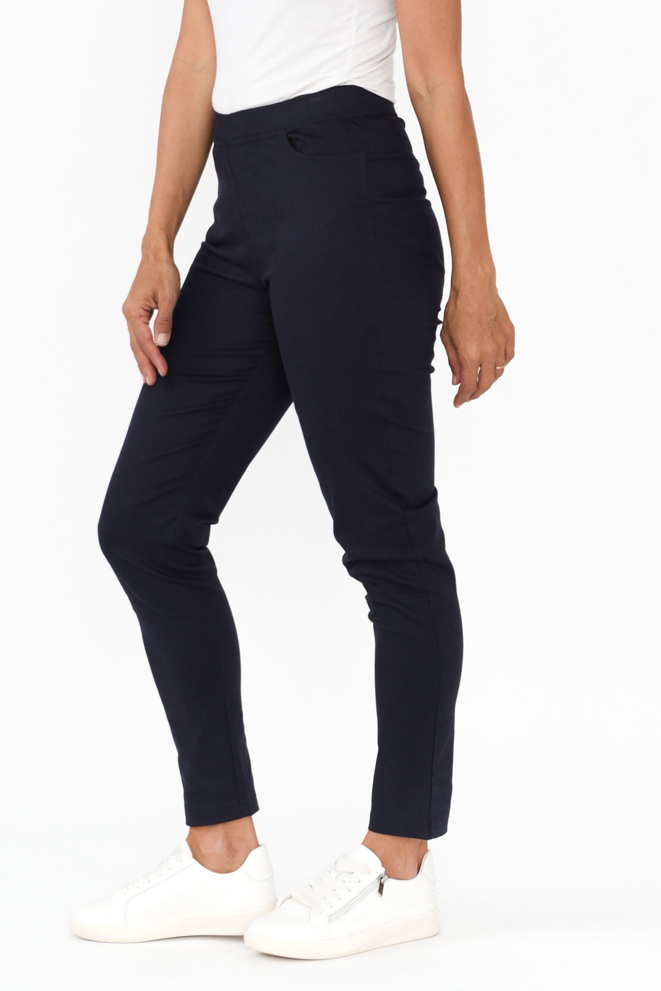 Laia Navy Cotton Stretch Pants
