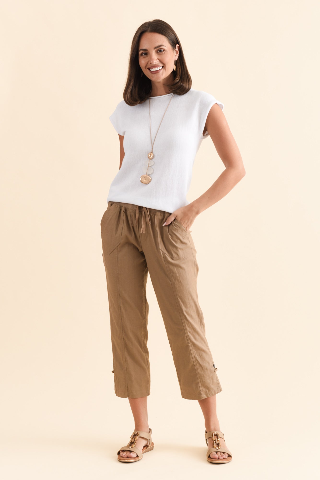 Lindsay Taupe 7/8 Cargo Pants