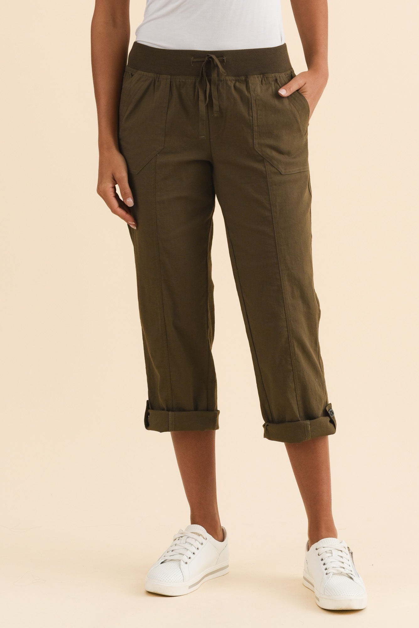 Lindsay Khaki 7/8 Cargo Pants