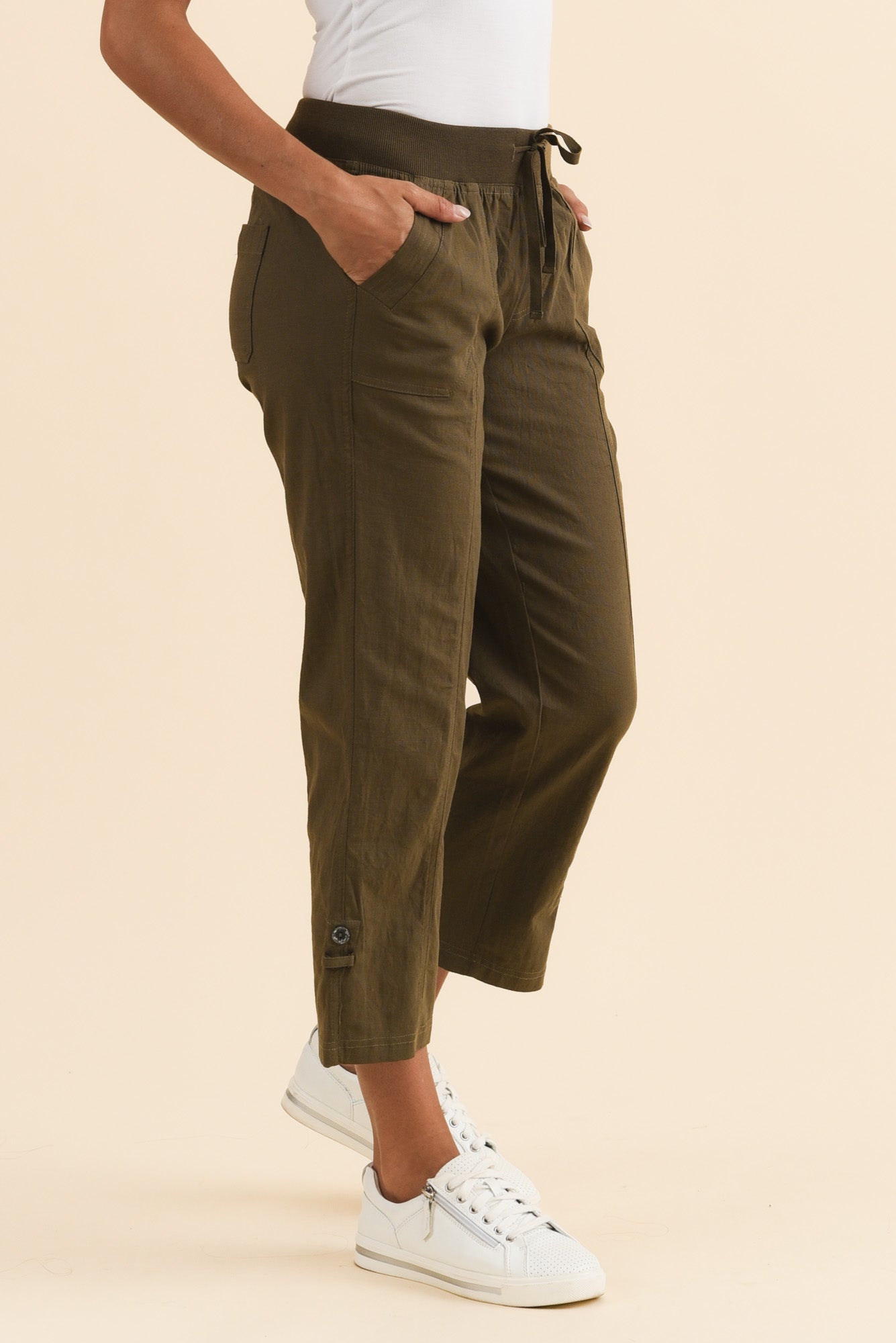 Lindsay Khaki 7/8 Cargo Pants