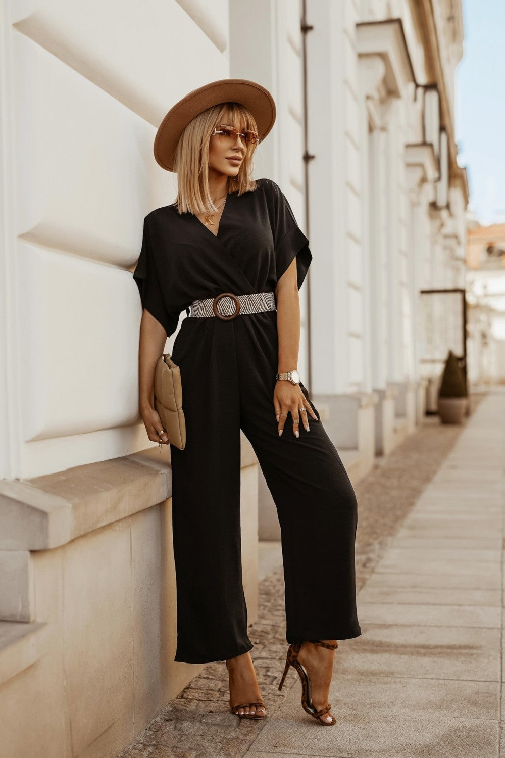 NovaEase™ Elastic Waist Bat Sleeve Jumpsuit