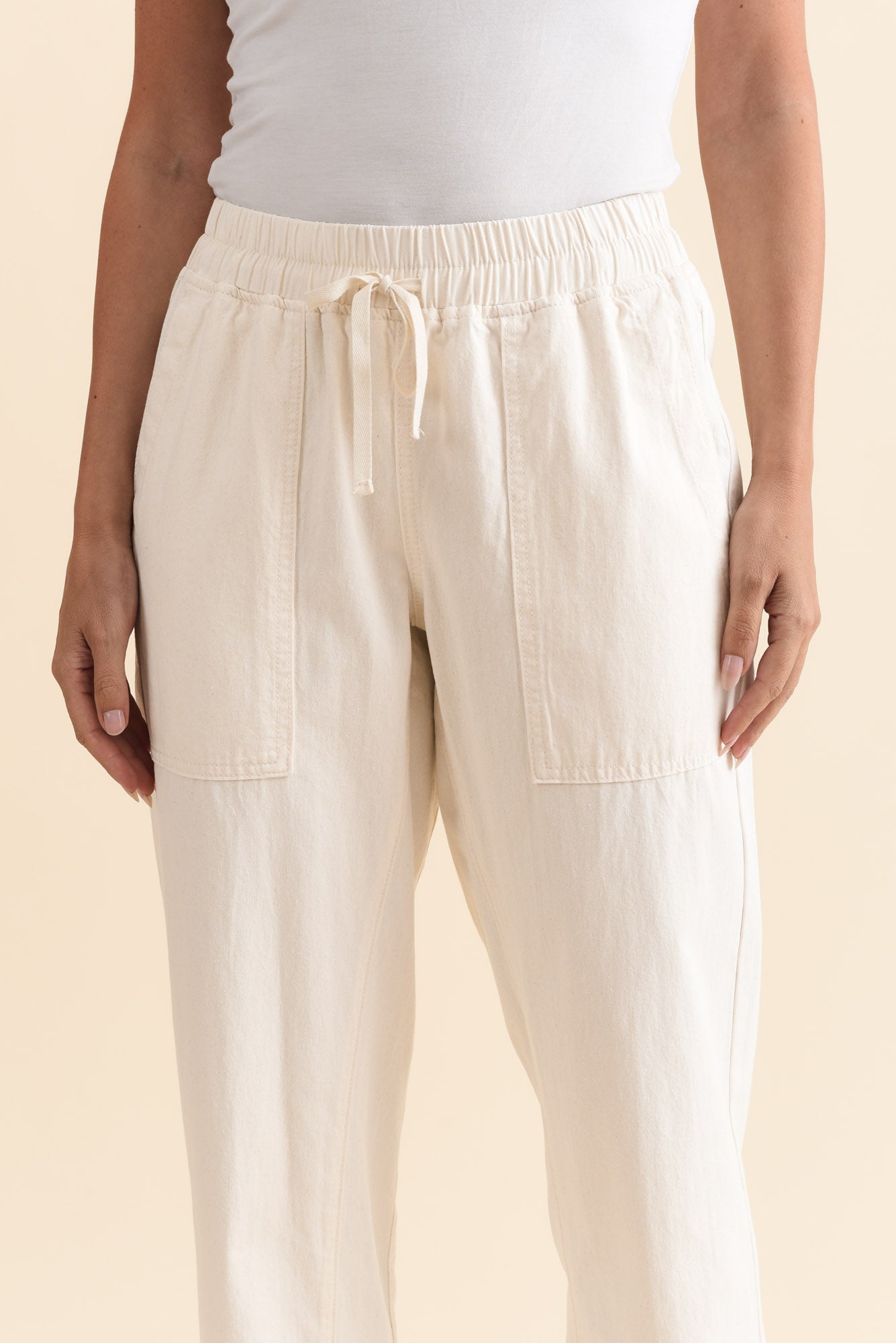 Quinn White Cotton Jogger Pants