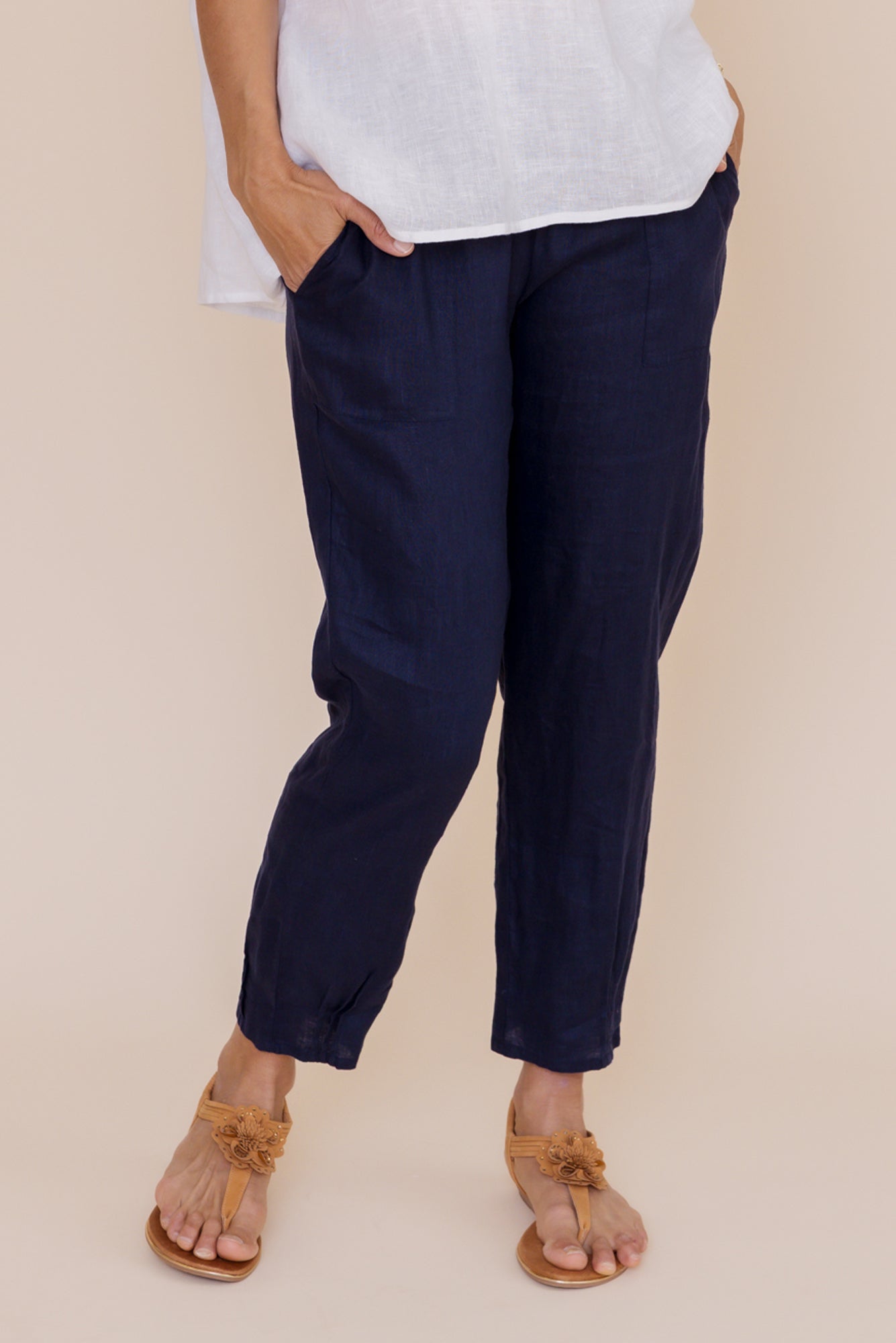 Tatum Navy Linen Pants