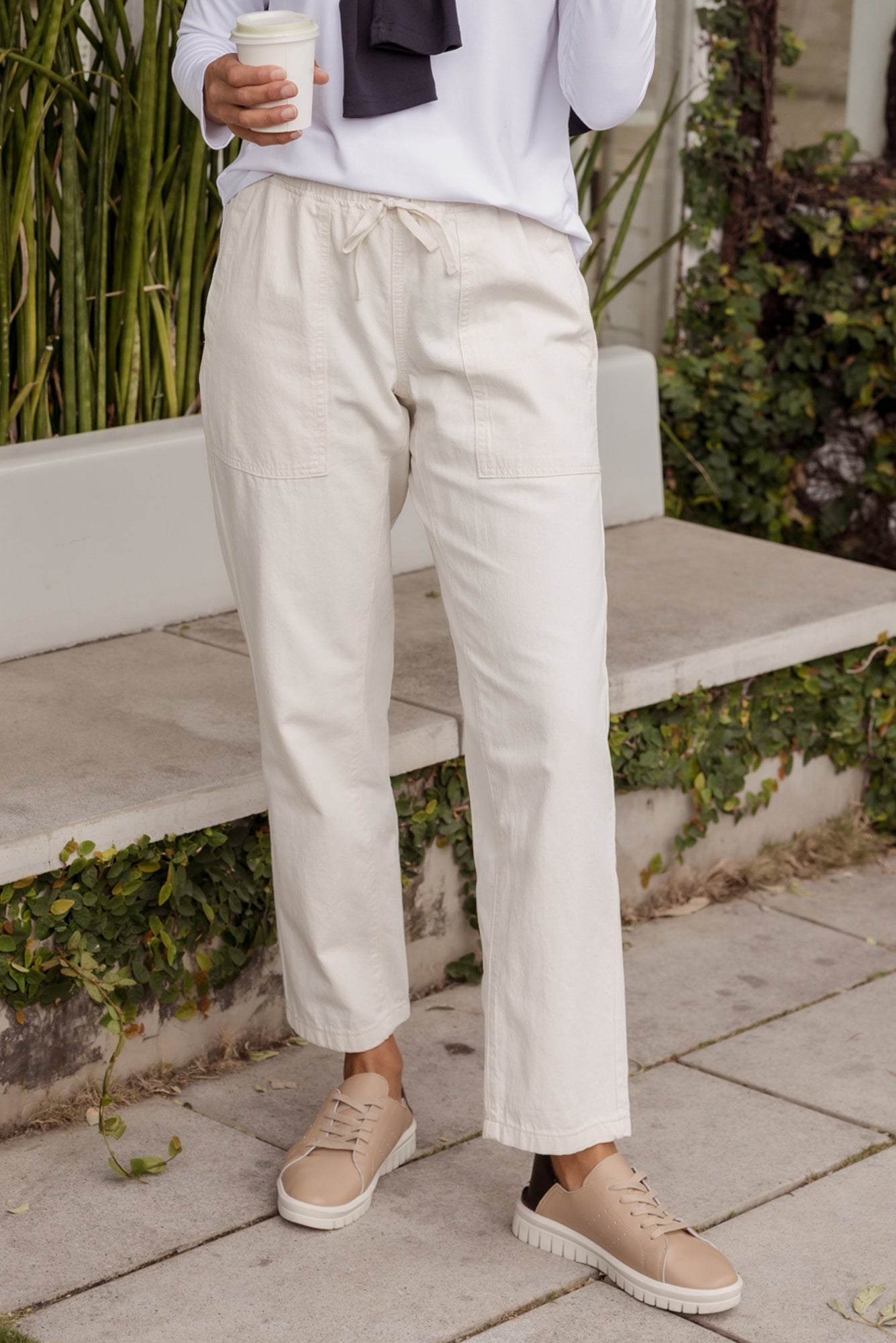 Quinn White Cotton Jogger Pants