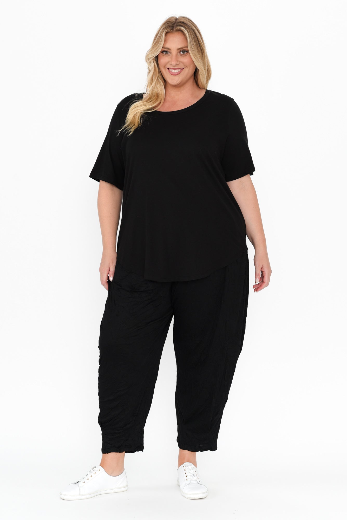 Rylee Black Crinkle Cotton Pants