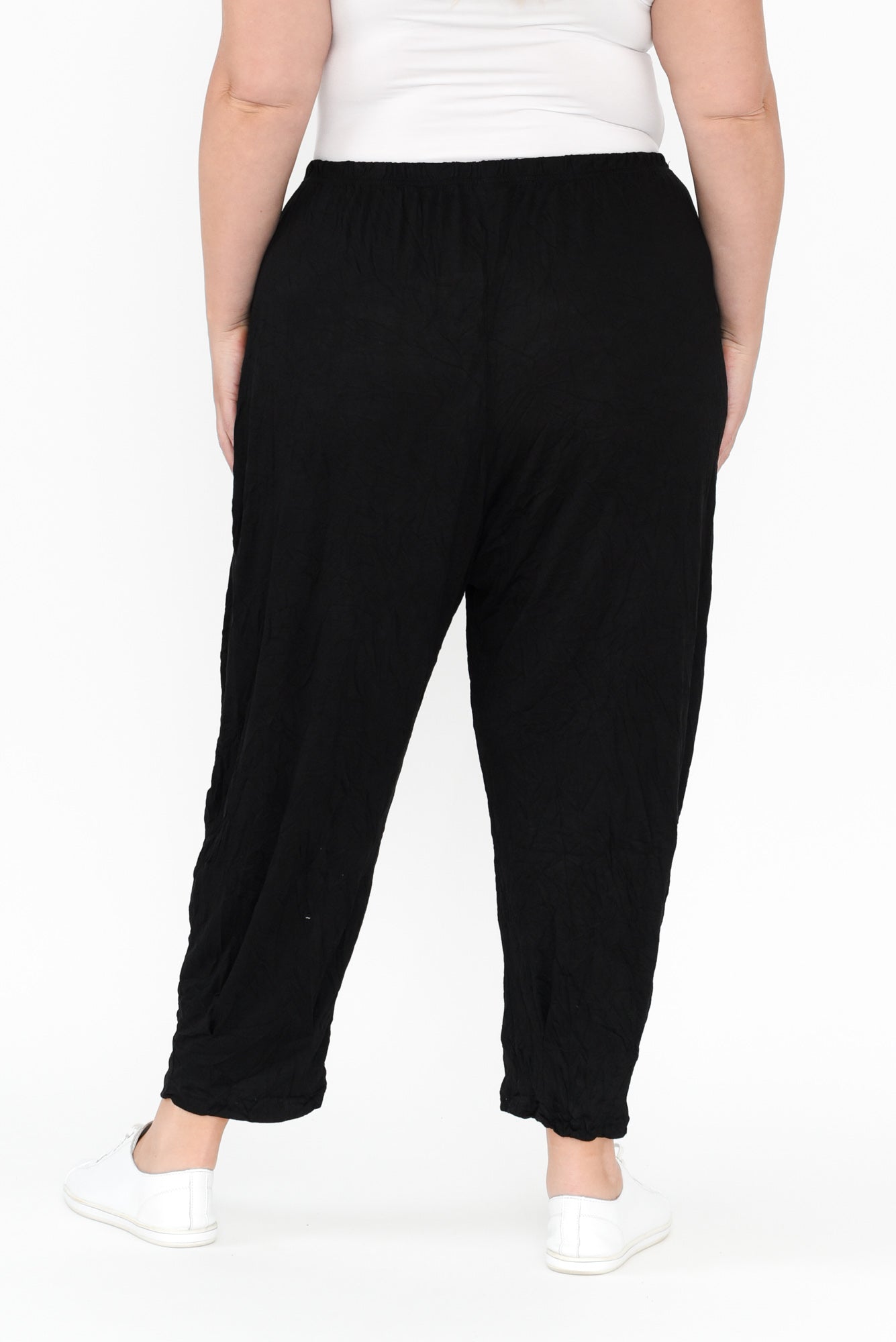 Rylee Black Crinkle Cotton Pants
