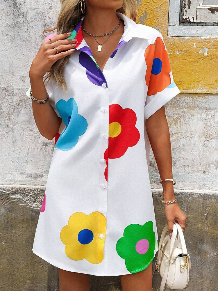 UrbanMuse 3D Shirt Dress – Abstract Button-Down for Everyday Chic