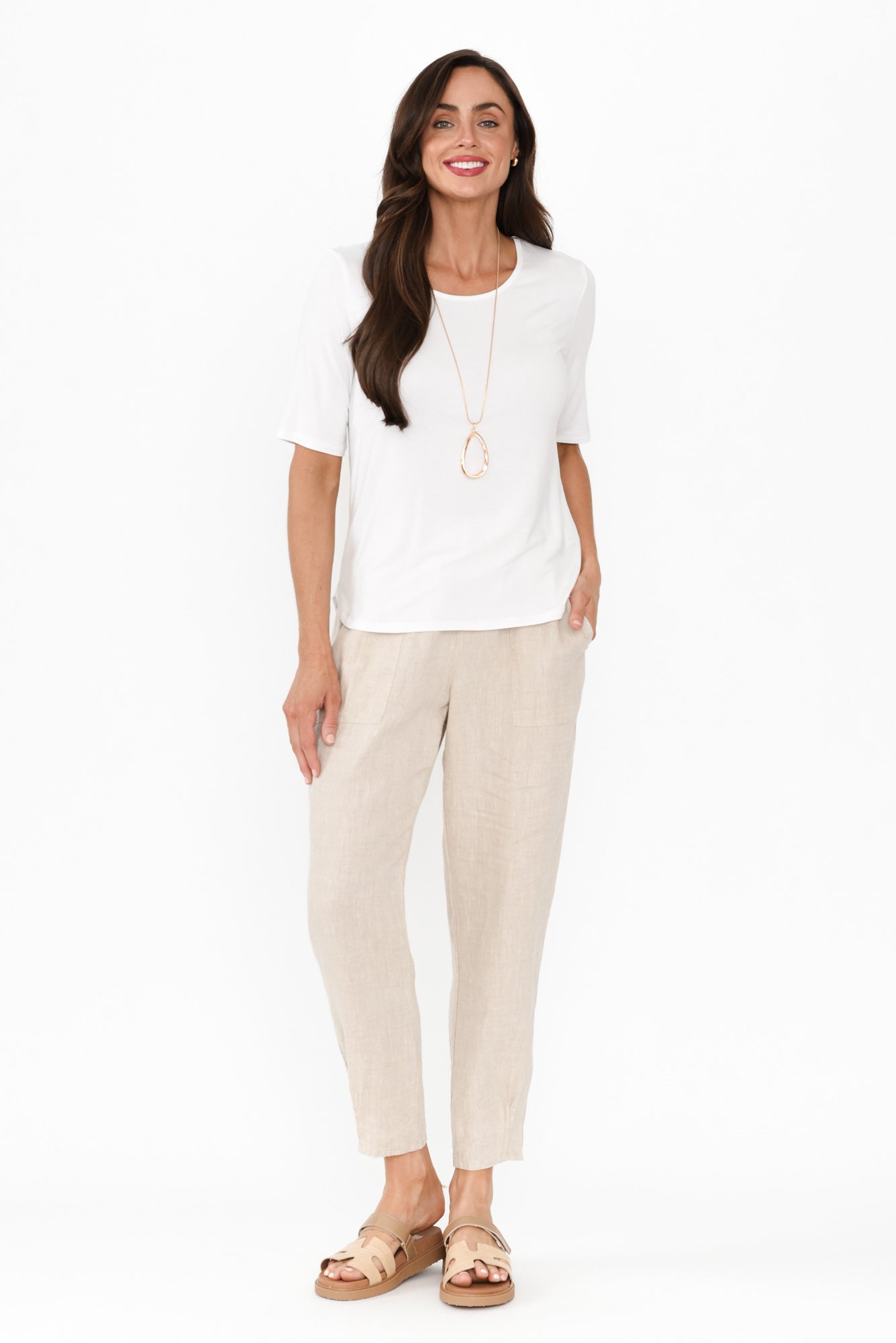 Tatum Beige Linen Pants