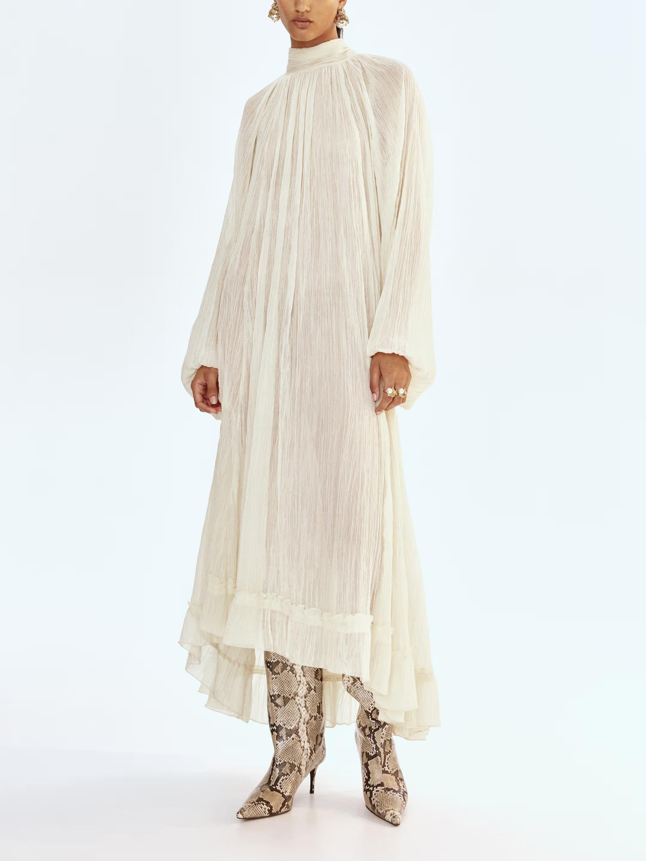 Textured High Neck Maxi Dress