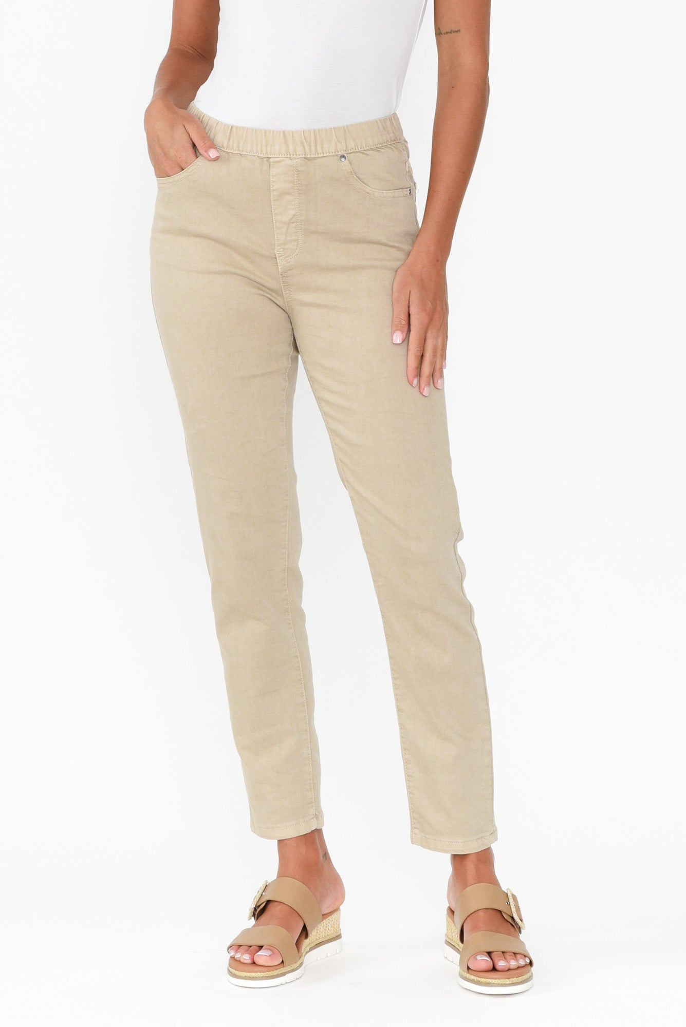 Zadie Beige Stretch Jeans