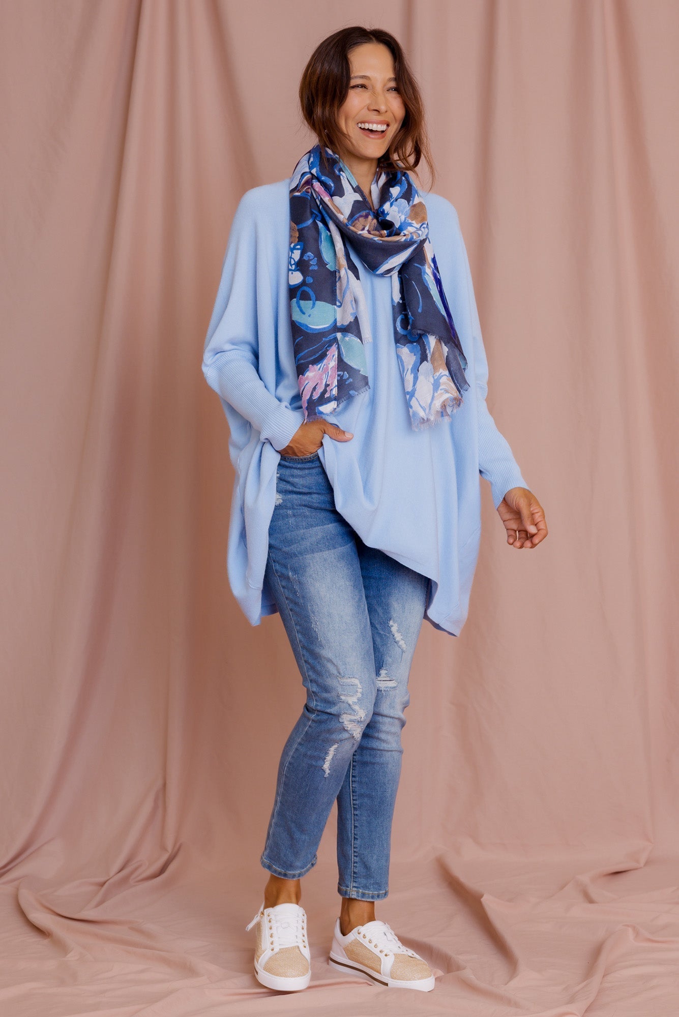 Zadie Distressed Blue Stretch Jeans