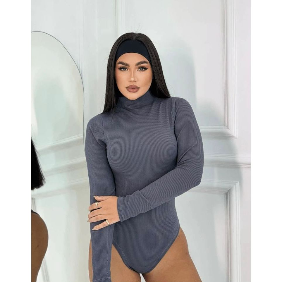 Body Gola Alta Feminino Ribana Manga Longa Moda Coladinho Blogueira- Festa Cacharrel Outono Inverno.