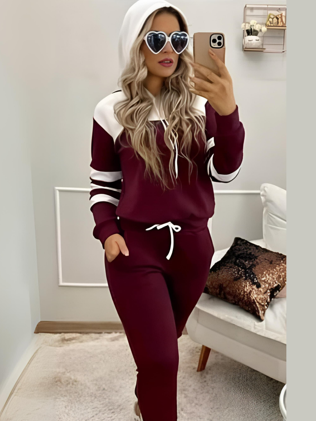 Conjuntos Feminino com Capuz Inverno Agasalho Moda Blogueira Look para o frio