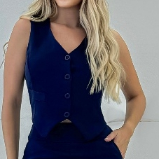 Conjunto Alfaiataria Social | Calça Pantalona Cintura alta, Colete Botões